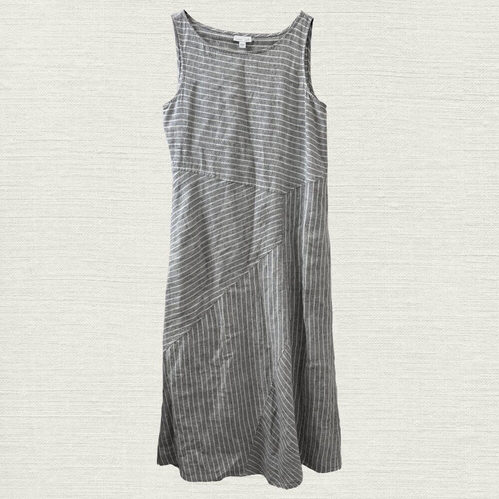 J. Jill Love Linen sleeveless striped midi coastal size S